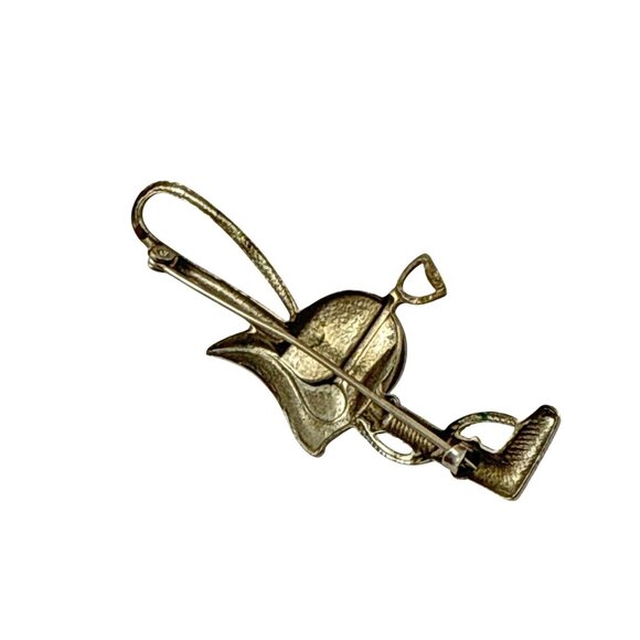 Vintage Reverse Painted Glass Cowboy Hat Pin Western Lapel Brooch - Picture 8 of 10